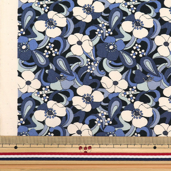 [Aus Quantität 5] Stoff "Breitblume blau KTS6866-B" Cotton Kobayashi Cotton Kobayashi Kobayashi Faser