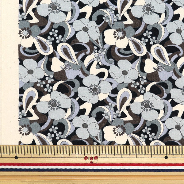 [De la quantité 5] Tissu "Broad Flower Grey KTS6866-E" Coton Kobayashi Cotton Kobayashi Kobayashi Fibre