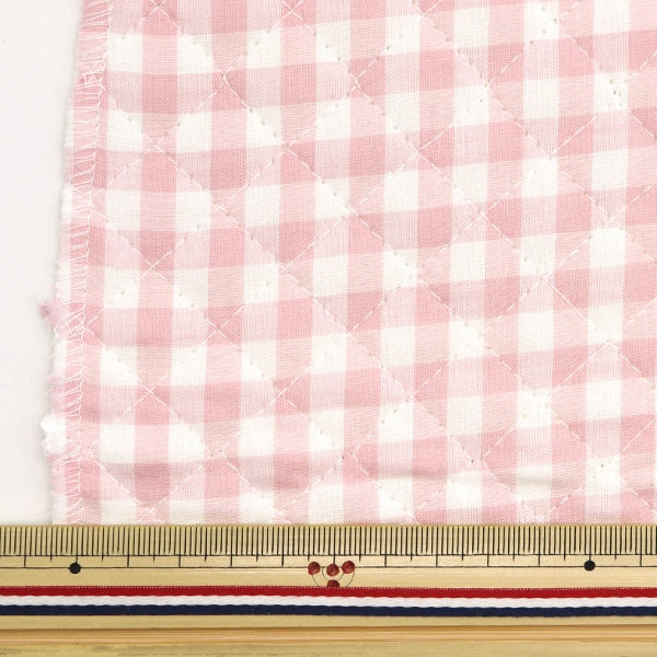 Fabric "Pre -dyed gingham quilting large Cut Cloth Approximately 105cm x 50cm Light Pink C-QCO-GIL-LPK]