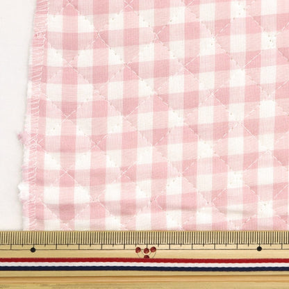 Fabric "Pre -dyed gingham quilting large Cut Cloth Approximately 105cm x 50cm Light Pink C-QCO-GIL-LPK]