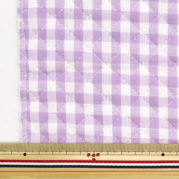 Fabric "Pre -dyed gingham quilting large Cut Cloth Approximately 105cm x 50cm Light Violet C-QCO-GIL-LVI]