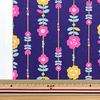 Washi "Machine Makemijizen Paper Scandinavian 패턴 14 라인꽃 남색 Hokuou14]