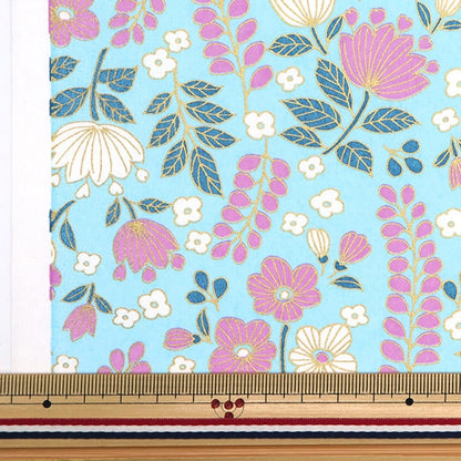 Washi "Machine Makemijizen Paper Nordic Pattern 51 꽃가든 라이트 블루 hokuou51]