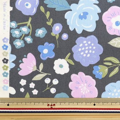 [De la quantité 5] tissu "Oxford Flower Grey Blue Sopoa-Kukka-d" [Yuzawaya Original]