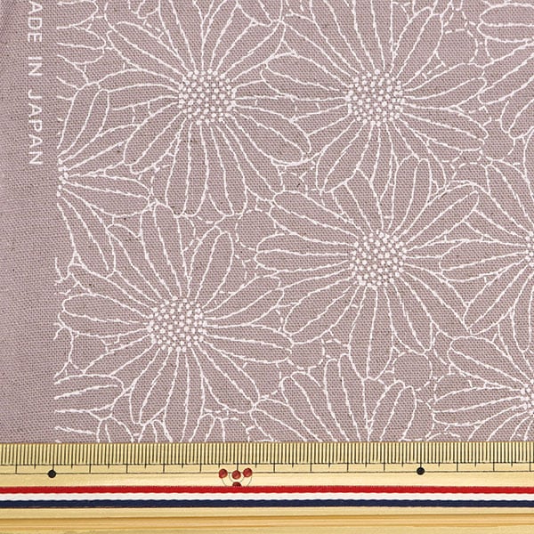 [Aus Menge 5] Stoff "Baumwollhanf-Leinwand Lackdruck Blume lila KTS6957-D" COTTON KOBAYASHI