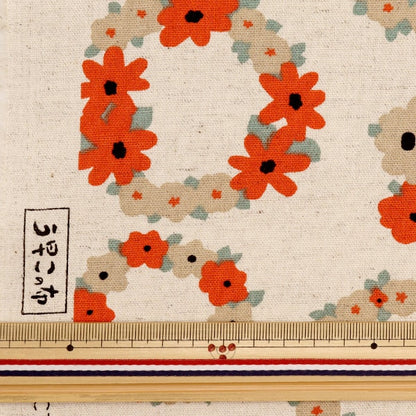 [Aus Quantität 5] Stoff "Ukiko Cotton Linu Canvas Lease Red Up5885-A" Cotton Kobayashi Cotton Kobayashi Kobayashi.