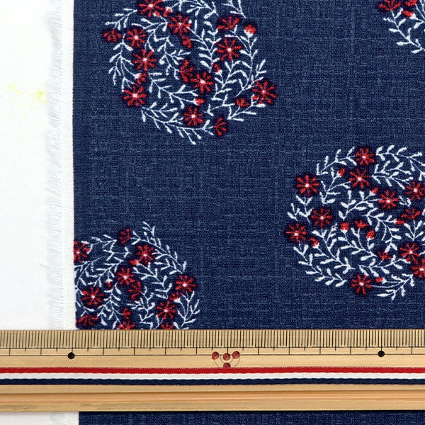 [De la cantidad 5] Fabric "Le Dead Cotton Buckingham Flowam Navy 142-1296-A3"