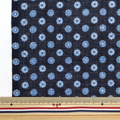 [From quantity 5] Fabric "Indoor print small crest pattern navy RAM-BOI-1B"