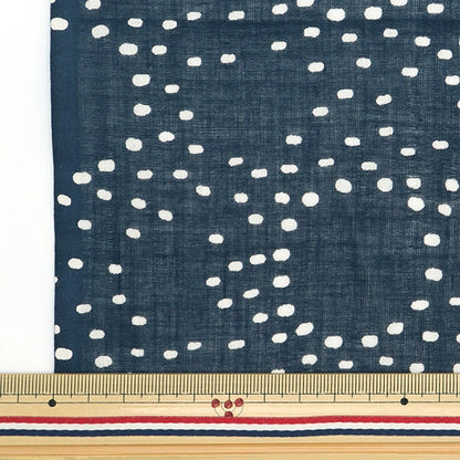 [Dalla quantità 5] tessuto "Indo boyle stamping dot pattern navy ram-boi-30a"