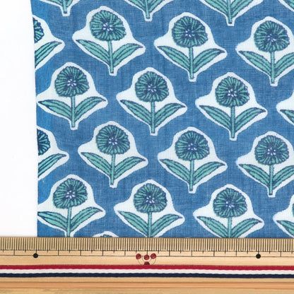 [De la quantité 5] Tissu "Indian Brint Floral Pattern Navy Ram-Boi-R32S"