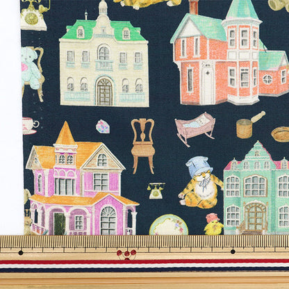 [De la cantidad 5] Fabric "60 Préstamo impreso digital 22 Fabric Nana Color Doll House Navy DP-4430-4C"