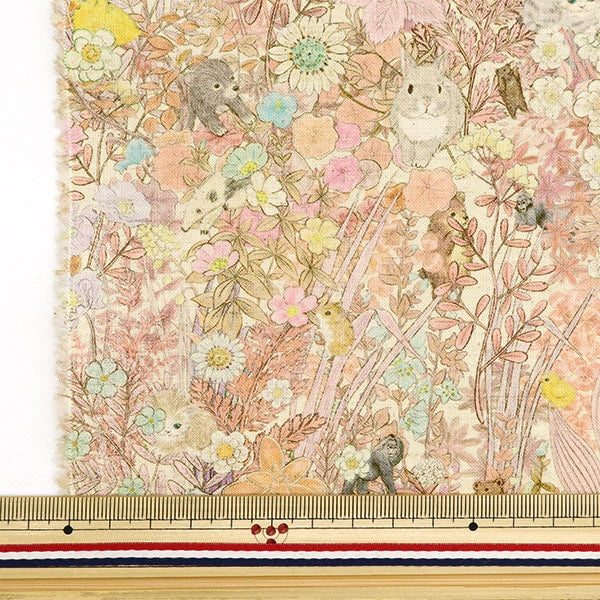 数量5から】 生地 『綿麻シーチングプリント 22fabric ボタニカル