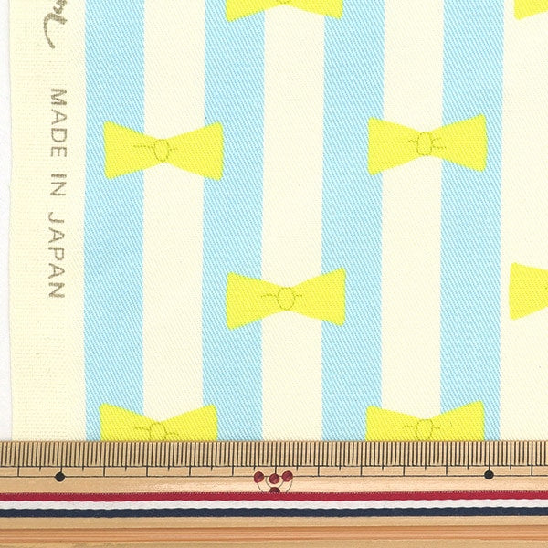 [De la cantidad 5] Fabric "Cinta estampada de sarga y rayas Lemon Skash KTS6916-C" Cotton Kobayashi Cotton Kobayashi Kobayashi.