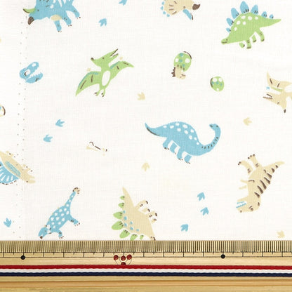 [From quantity 5] Fabric 『Sheeting Dinosaur White NO-DINO-A]