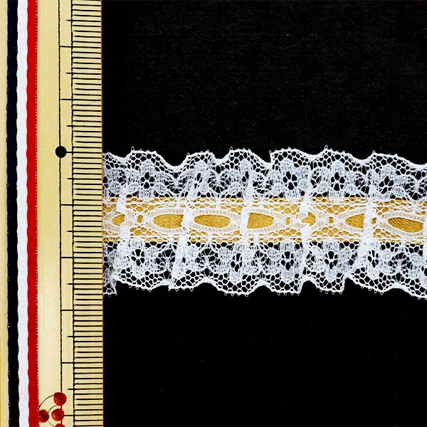 [من الكمية 5] دانتيل ``الشريطراسل فريل 2023 العرض 2.5 سم تقريبًا اللون 144 12432RB-144''