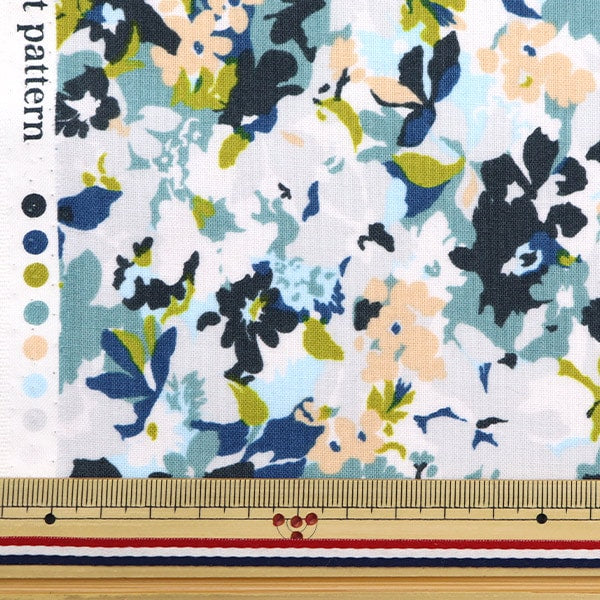 [From quantity 5] Fabric 『SheetingAngel Soft Processing Geometric Flower Blue NSE-ABFL-BL] KOKKA