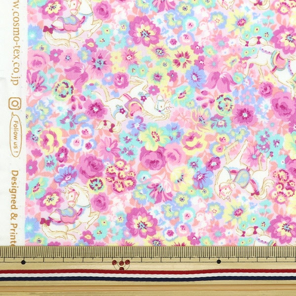 [De la cantidad 5] Fabric "Broad Findome Unicorn y Flower AP35407-3c"