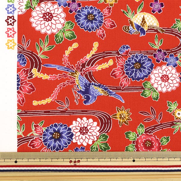 [From quantity 5] Fabric "Broad red-shaped style water phoenix pattern AP35904-2D"