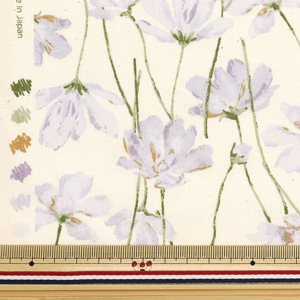 [From quantity 5] Fabric 『SheetingSoft processing palette watercolor flower pattern x gray 144-8049-A3 "[Yuzawayaoriginal】