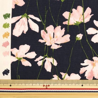 [Aus Menge 5] Stoff "Blattsoftware Pallet Aquarell Blumenmuster Dark Navy X Pink 144-8049-A4" [YuzawayaOriginal】