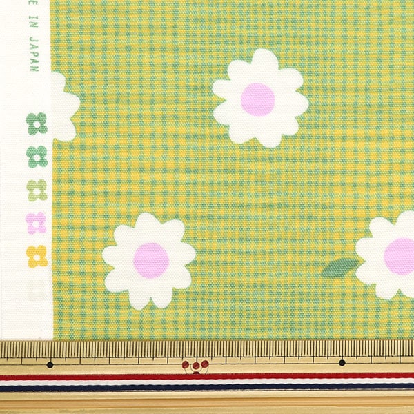 [De la quantité 5] Tissu "Oxcalarism Check and Flower Yellow 142-1340-A1"