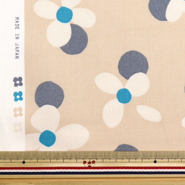 [Dalla quantità 5] tessuto "Oxcalarism Dot and Flower Beige 142-1340-B1"