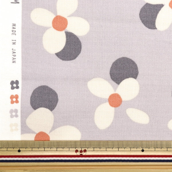 [From quantity 5] Fabric 『Oxford Calarism dot and flower gray 142-1340-B3]