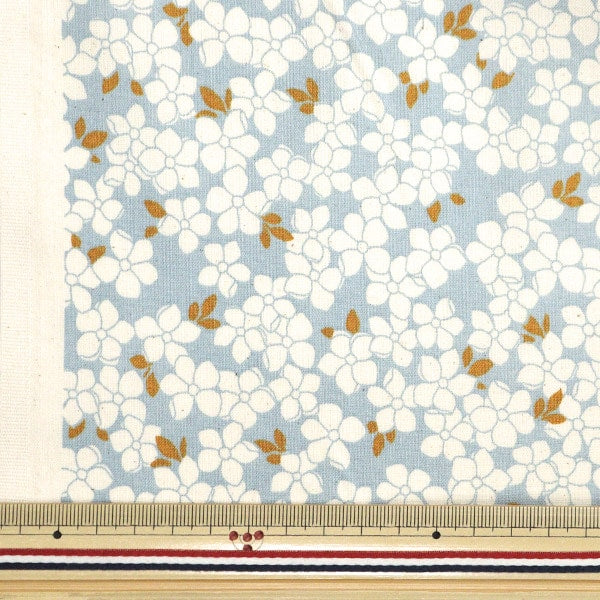 [De la quantité 5] Tissu "feuille de fleur multi-étroies gris bleu 142-1341-C3"