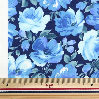 [Dalla quantità 5] tessuto "40s Broad Blue Rose Navy 83051-1-3"