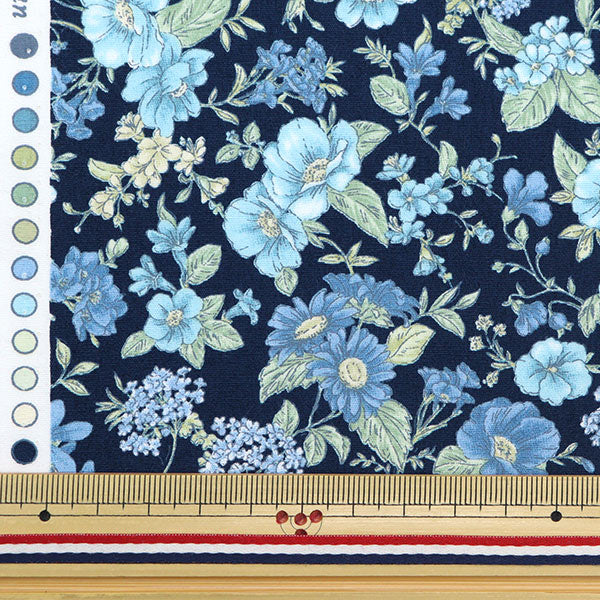 [De la quantité 5] tissu "40S Broad Flower Marche Navy 83052-1-3"