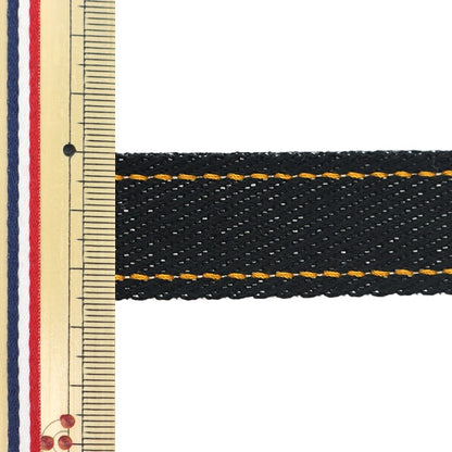 [Aus Quantität 5] Handwerk "Tape" Jeans Bandbreite ca. 2,5 cm Black YKT-4b "Kokka Cocka