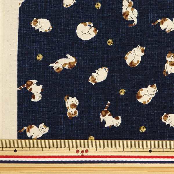 [From quantity 5] Fabric 『Sheeting Japanese pattern tin cat con 88234-4-1]