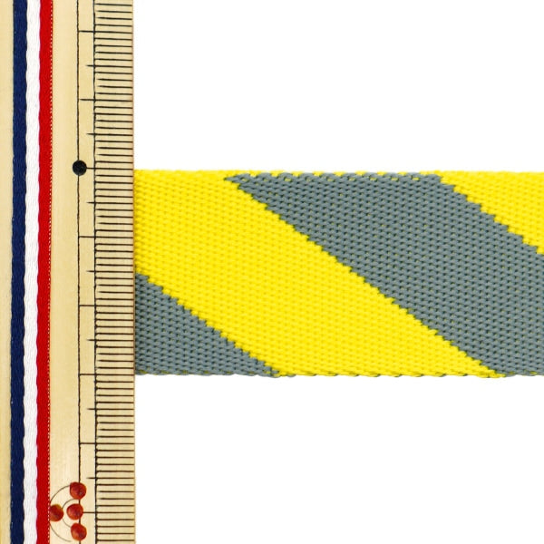 [From quantity 5] Handicraft tape "Echino (Ethino) JacquardTape 30mm width yellow x gray ECH-1001-1A] KOKKA