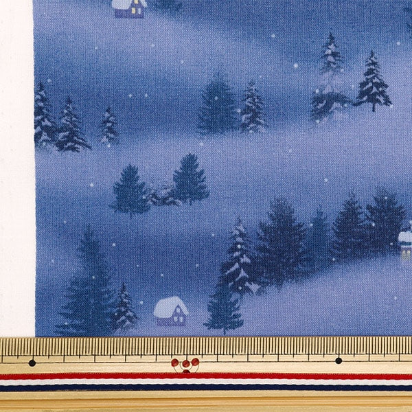 [From quantity 5] Fabric 『Scare Print X'mas Snow Scenery Blue DX10531S-C]