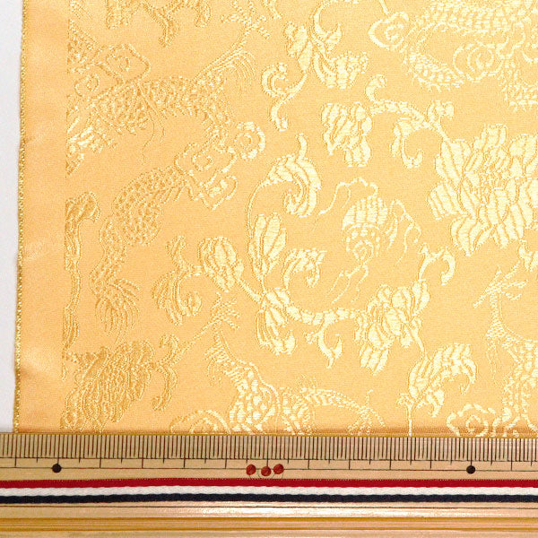 [From quantity 5] Fabric "Costume China Brocade Flower and Ryu Golden x Kinjin NDC8701-R09GW"