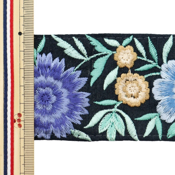 [From quantity 5] HandicraftTrim 『2022 Indian embroidery trim Black 43517C]