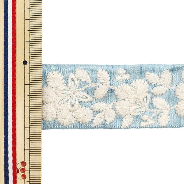 [From quantity 5] HandicraftTrim 『2022 Indian embroidery trim Light Blue 43328a]