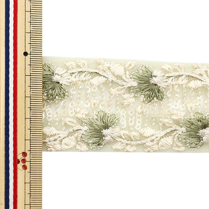 [From quantity 5] HandicraftTrim 『2022 Indian embroidery trim Green x Green 45105D]