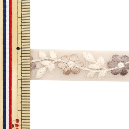 [From quantity 5] HandicraftTrim 『2022 Indian embroidery trim Beige x beige 45136B]