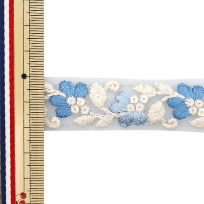 [From quantity 5] HandicraftTrim 『2022 Indian embroidery trim Blue x Blue 45140i "