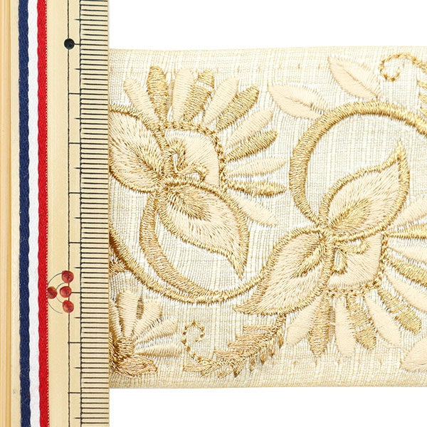 [De la cantidad 5] ArtilleraRibete "2022 Ribete bordado indio Beige x beige 44553a"