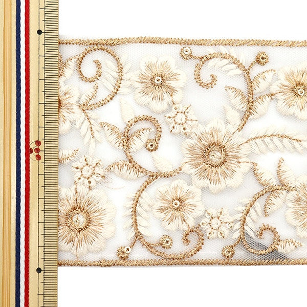 [الكمية من 5] الحرف اليدويةالزركشة 『2022 زركشة التطريز الهندي أبيض × بيج 45344B”