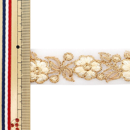 [From quantity 5] HandicraftTrim 『2022 Indian embroidery trim White x cream 075E]