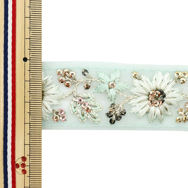 [From quantity 5] HandicraftTrim 『2022 Indian embroidery trim Green 45180B]