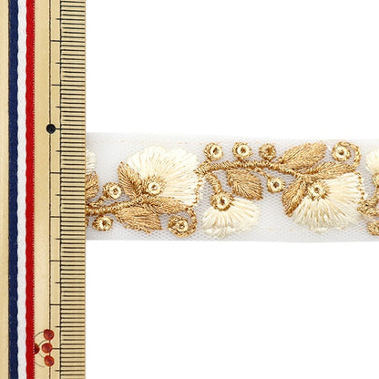 [수량 5에서] 수예브레이드 『2022 인도 자수 브레이드 화이트 X 골드 146C]