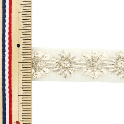 [From quantity 5] HandicraftTrim 『2022 Indian embroidery trim White x White 157H]