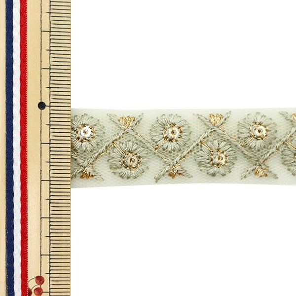 [From quantity 5] HandicraftTrim 『2022 Indian embroidery trim Green x Green 158F]