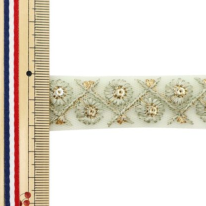 [From quantity 5] HandicraftTrim 『2022 Indian embroidery trim Green x Green 158F]
