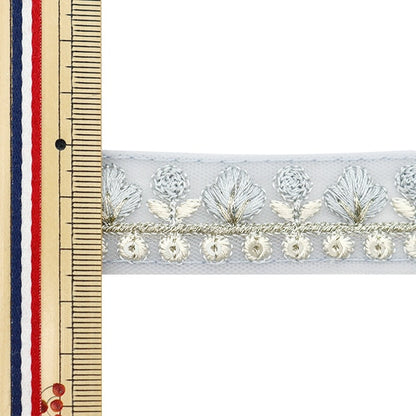 [From quantity 5] HandicraftTrim 『2022 Indian embroidery trim Blue Gray 45172A]