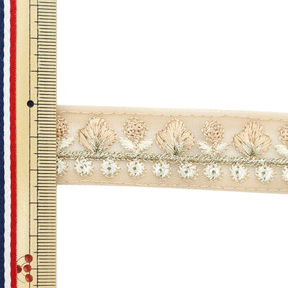 [From quantity 5] HandicraftTrim 『2022 Indian embroidery trim Beige x beige 45172E]